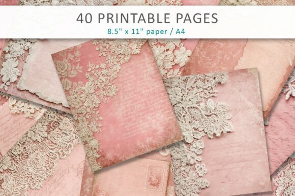 Download Pink Vintage Lace Digital Paper Pack - Vintage Collection