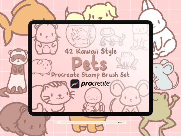 Download Pet Animals Procreate Stamp Brush Set - Brush set Collection