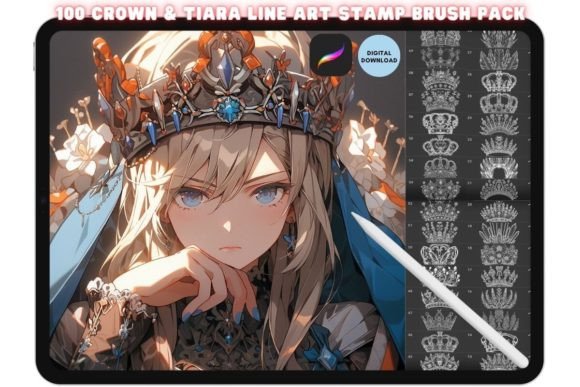 Download Procreate Crown &amp; Tiara Stamp Brush Set - Brush set Collection