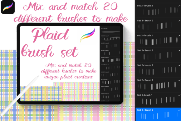 Download Plaid Texture Brush Set for Procreate - Brush set Collection