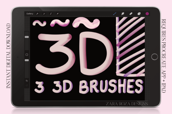 Download 3D Brush Set - Procreate Monoline &amp; Pens - Brush set Collection
