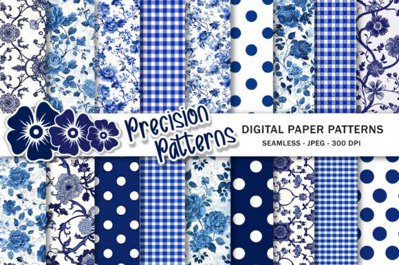 Download Blue Toile Digital Paper Pack, Vintage - Vintage Collection