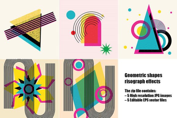 Download Geometric Shapes Risograph Effects - Premium Resources