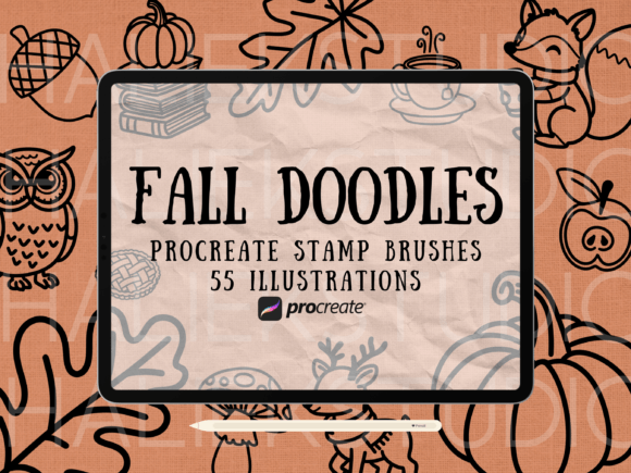 Download Fall Doodle Procreate Stamps Brush Set - Brush set Collection