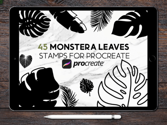 Download Monstera Leaf Procreate Stamp Brush Set - Brush set Collection