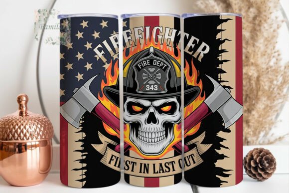 Download Gritty Skull Firefighter 20oz Tumbler - Gritty Collection