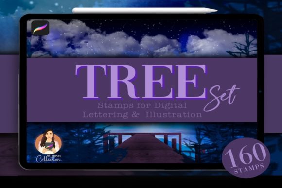 Download Tree Procreate Brush Set | 160 Stamps - Brush set Collection