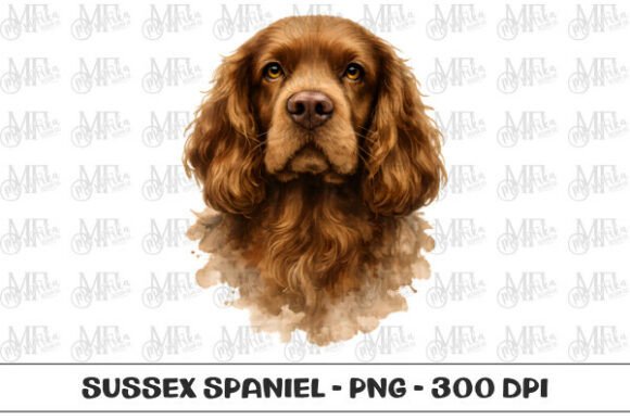 Download Sussex Spaniel Watercolor Portrait PNG - Premium Bundle