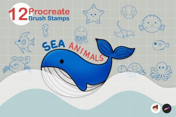 Download Sea Animal Procreate Brush Stamps - Premium Resources
