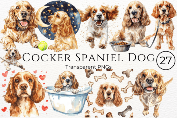 Download Cocker Spaniel Dog Watercolor Clipart - Spaniel Collection