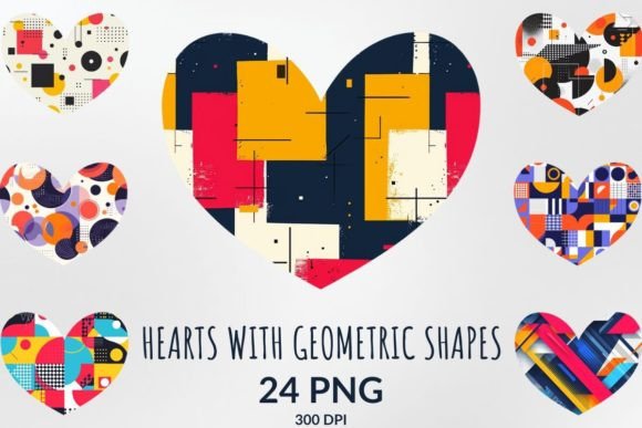 Download Hearts with Geometric Shapes Sublimation - Geometric shapes Collection