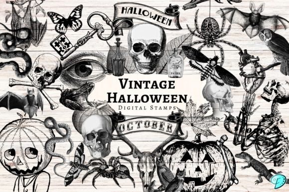 Download Vintage Halloween Digital Stamps - Vintage Collection