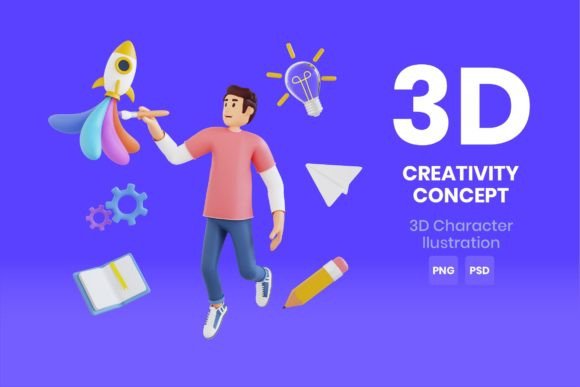 Download Creativity Concept 3d Character - Premium Resources