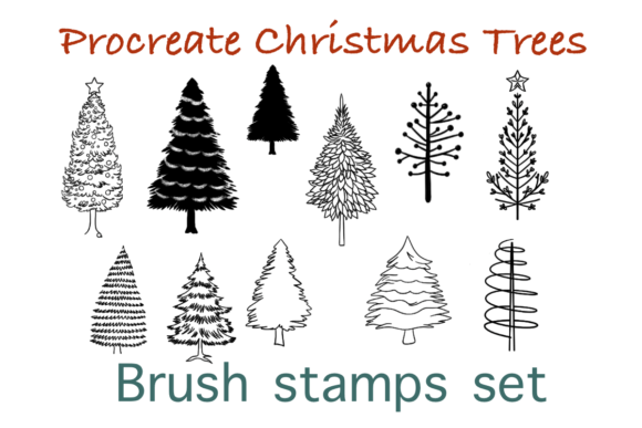 Download Christmas Tree Procreate Stamp Brush Set - Brush set Collection