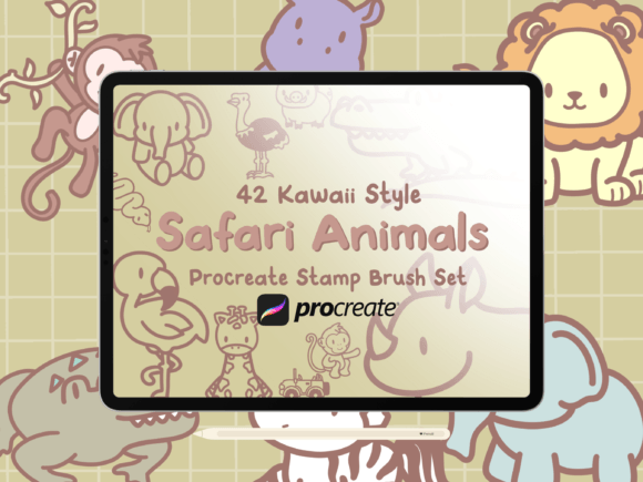Download Safari Animal Procreate Stamp Brush Set - Brush set Collection