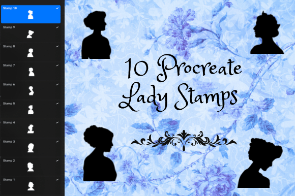 Download Procreate Lady Stamps Brush Set - Brush set Collection