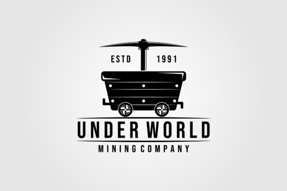 Download Mining Cart Logo Vector Vintage Design - Vintage Collection