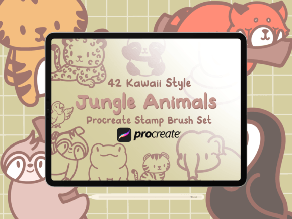 Download Jungle Animals Procreate Stamp Brush Set - Brush set Collection