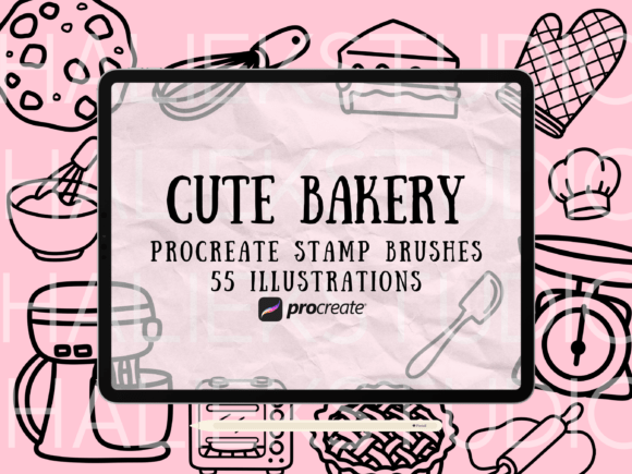 Download Cute Bakery Procreate Stamp Brush Set - Brush set Collection
