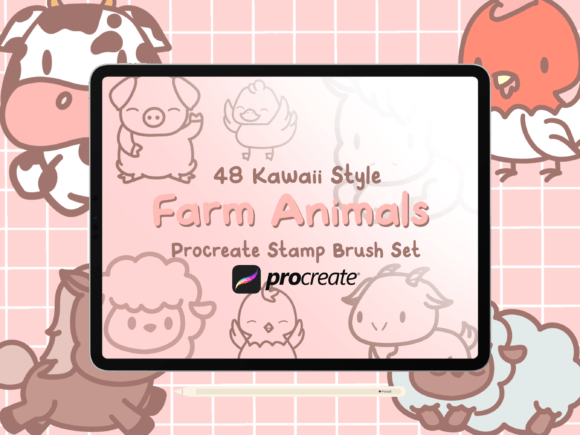 Download Farm Animal Procreate Stamp Brush Set - Brush set Collection