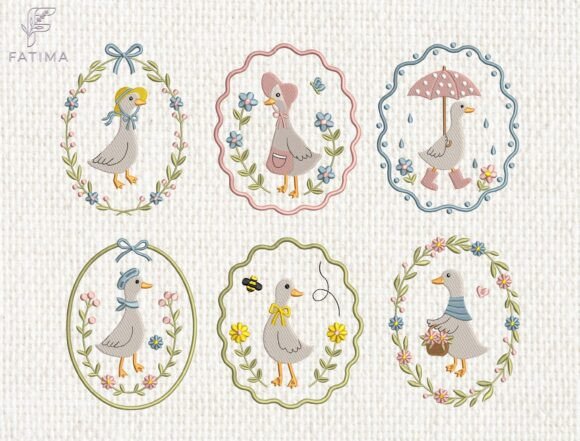 Download Vintage Goose Embroidery Design Set - Vintage Collection