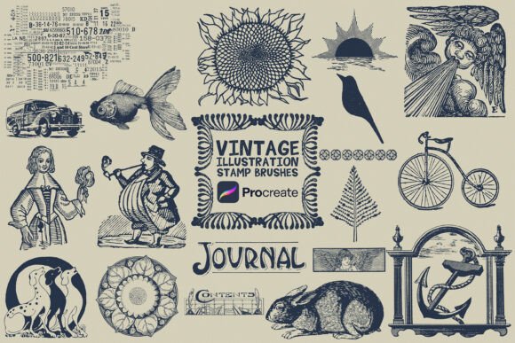 Download Free Procreate Vintage Stamps Brush Set - Brush set Collection