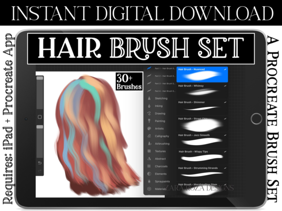 Download Procreate Hair Brush Set Vol. 2 - Brush set Collection